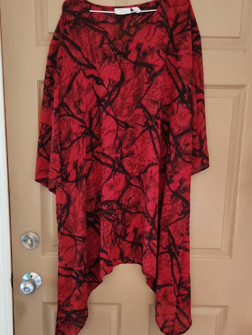 Chico's Red and Black Printed Tunic Sz 4